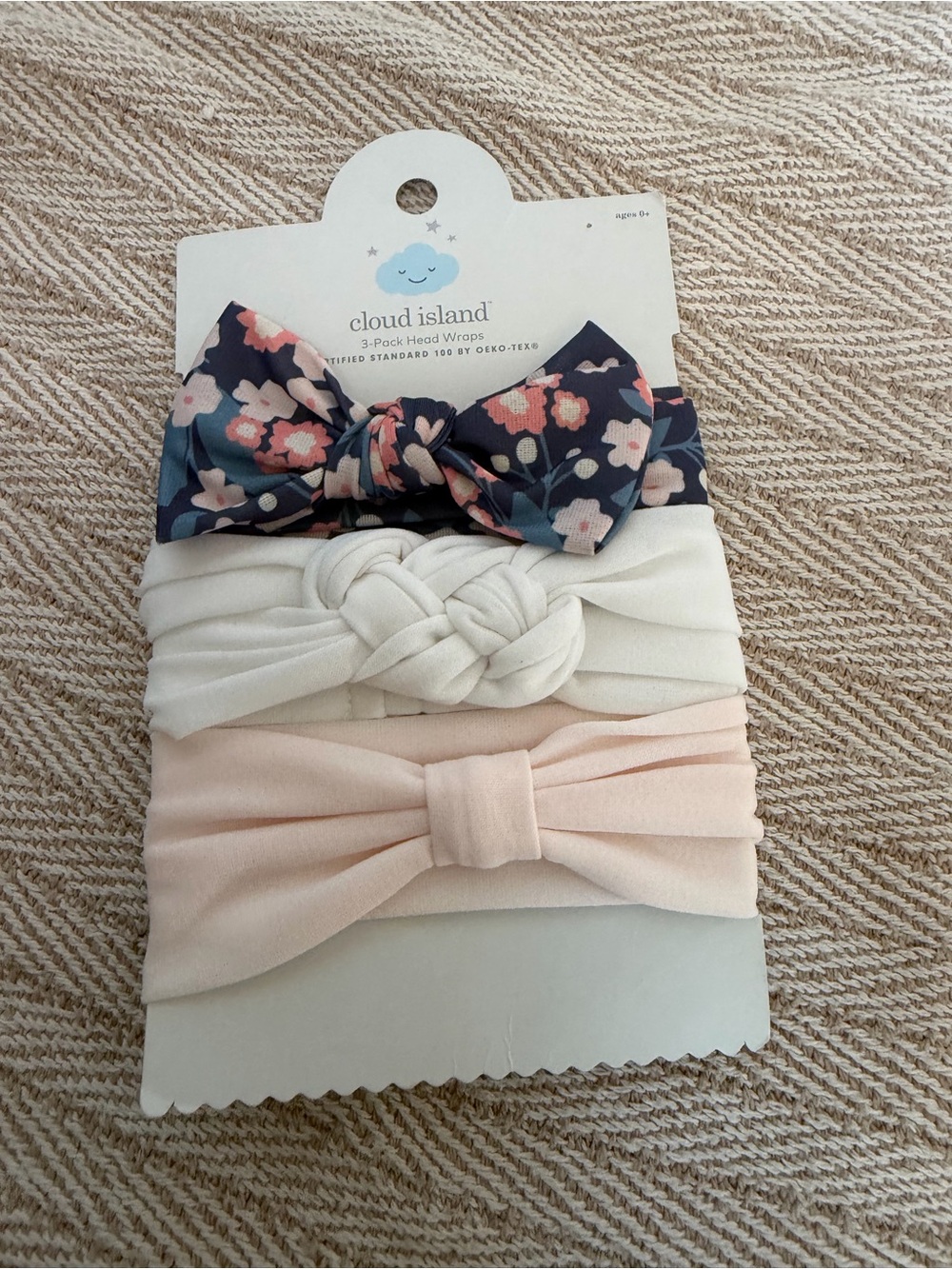 cloud island Floral Navy, Cream & Blush 3-Pack Head Wraps